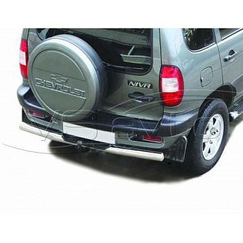 Защита заднего бампера «Труба с проступью» нерж. (d 76) Шевроле Нива (арт. 0204)