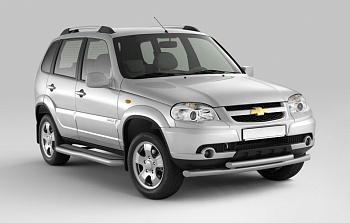 Защита порогов с алюм. фигурной площадкой Ø63мм ИСКРА (ППК) CHEVROLET Niva 2009-2020/ LADA Niva 2020-/ LADA Niva Travel 2021- (LNV330303)