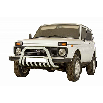 Защита переда «Низкая» c доп. защитой двигателя, нерж. (d63,5) ВАЗ 21214-31 (арт. 1307)