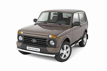 Защита порогов с накладками Ø63мм (НПС) Лада 4х4 2121 1995-/ 4x4 Urban 2015- (LNI220302)