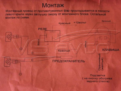Монтажный комплект подключения противотуманных фар