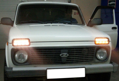 Подфарники (надфарники) "Classic" светодиодные LED с функцией ДХО Лада 4*4 поворотник нижний