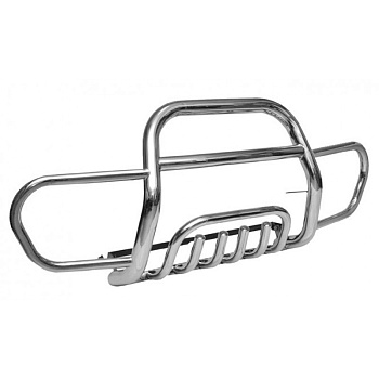 Передок с доп. защитой двигателя «С ушами и трубой сверху» нерж. (d 63.5) 2123 Шевроле Нива RS (арт. 0253)