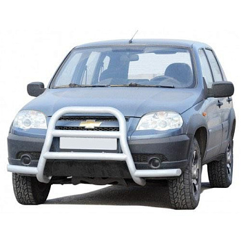 Защита переда «Высокая с усами» с двумя перемычками 2123 Шевроле Нива RS (арт. 0197 RS)