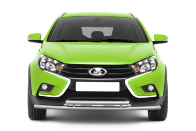 Защита переднего бампера двойная Ø51/51мм (НПС) LADA Vesta SW Cross 2017- (LSC220201)