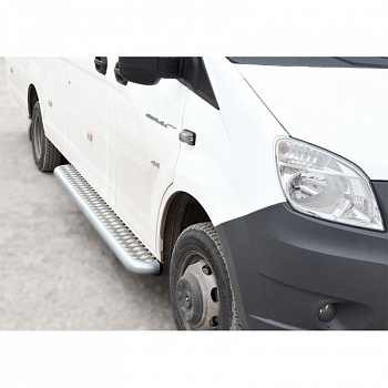 Защита порогов с алюминиевым листом (d63.5) цельнометаллический фургон, Газель Next (правая сторона) нержавейка