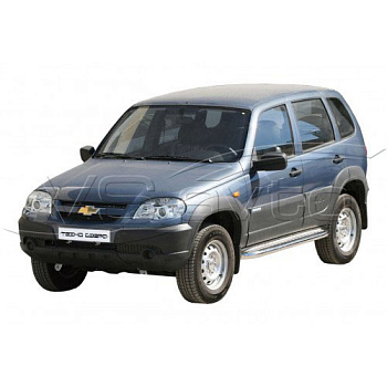 Пороги с алюминиевым листом, нерж. (d 63.5) 2123 Шевроле Нива RS, Niva Travel (арт. 0226 RS)