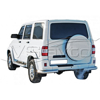 Защита заднего бампера «Уголки» (d 63.5), нерж., УАЗ ПАТРИОТ (арт. 1404)