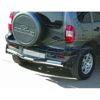 Защита заднего бампера с пластиковой накладкой 2123 Шевроле Нива (арт. 0113)