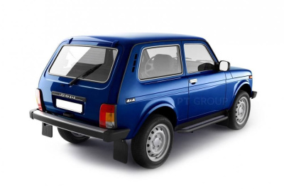 Защита порогов с алюм. площадкой ШАГРЕНЬ (Черный) Ø51мм (ППК) LADA "4х4 2121" 1995-/ "4x4 URBAN" 2015- (LNI330302)