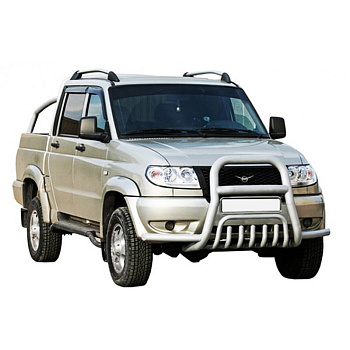 Защита переда с доп. защитой бампера (d76) "Верх-труба с усами" УАЗ Patriot (арт. 0465)