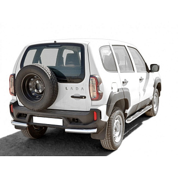 Защита заднего бампера «Уголки Люкс» нерж. (d63.5) NIVA Travel (арт. 0266)