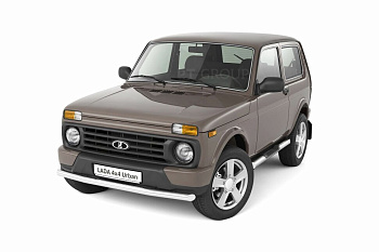 Защита порогов с накладками Ø76мм (НПС) Лада 4х4 2121 1995-/ 4x4 Urban 2015- (LNI220303)