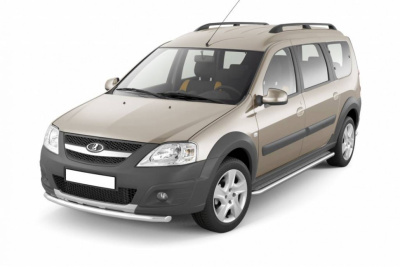 Защита порогов с алюм. площадкой Ø51мм (НПС) LADA Largus Cross 2015- (LLC220302)