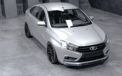 Сплиттер переднего бампера "Барс" (3 части) Лада Веста