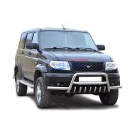 Защита переда «Низкая с усами» с доп. защитой бампера (d63.5) УАЗ Patriot (арт. 3438)