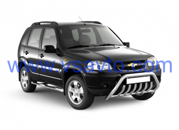Защита порогов с накладками Ø76мм (НПС) LADA NIVA Travel 2021-/ LADA NIVA 2020-/CHEVROLET Niva 2009-2020 (LNT-21-220324.00)
