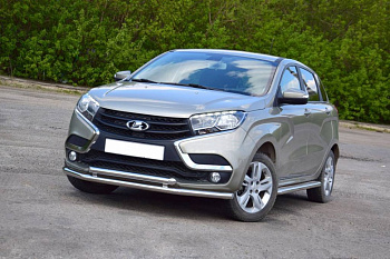Защита переднего бампера двойная Ø51/51мм (НПС) LADA XRay 2016- (LXR220201)