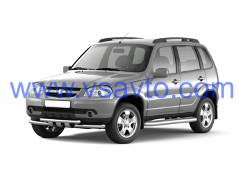 Защита порогов с алюм. фигурной площадкой Ø63мм (НПС) CHEVROLET Niva 2009-2020/ LADA Niva 2020-/ LADA Niva Travel 2021- (LNV220304)